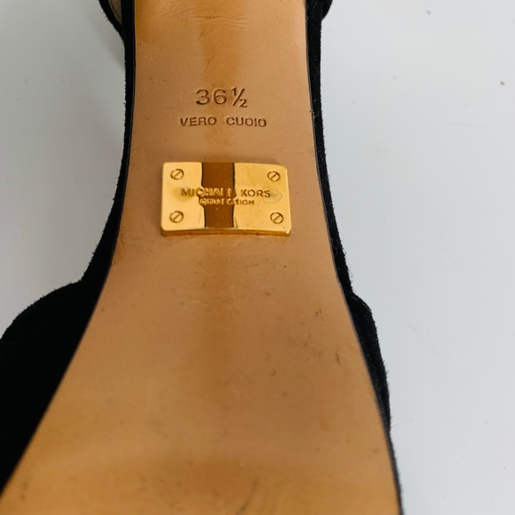 Worn Once Michael Kors Black Velvet Heels with Ankle Strap - Picture 5 of 7